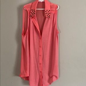Pink button up tank